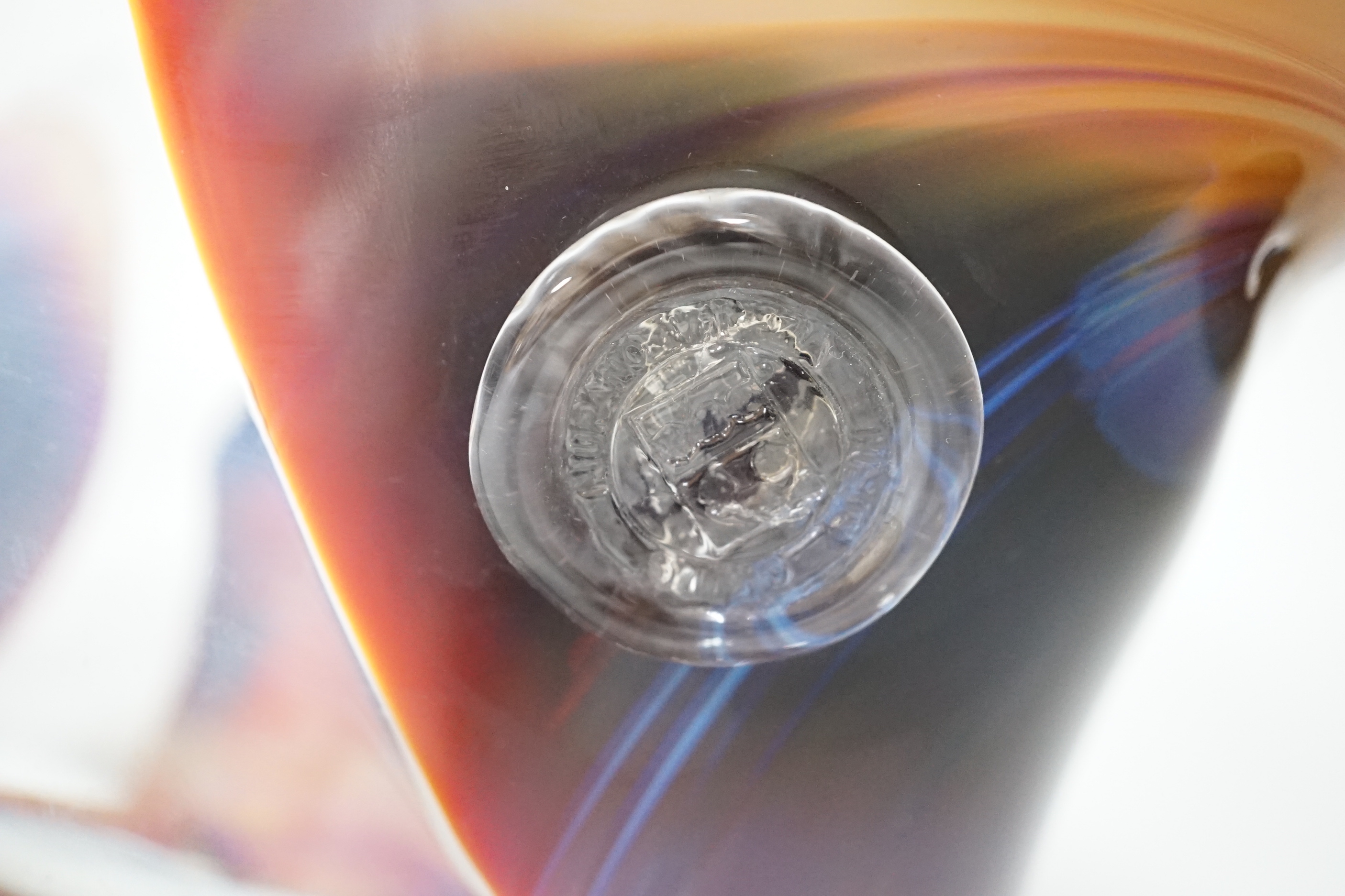 A large Murano multi coloured Art glass vase, indistinctly signed, 43cm wide x 22cm high x 23 deep
